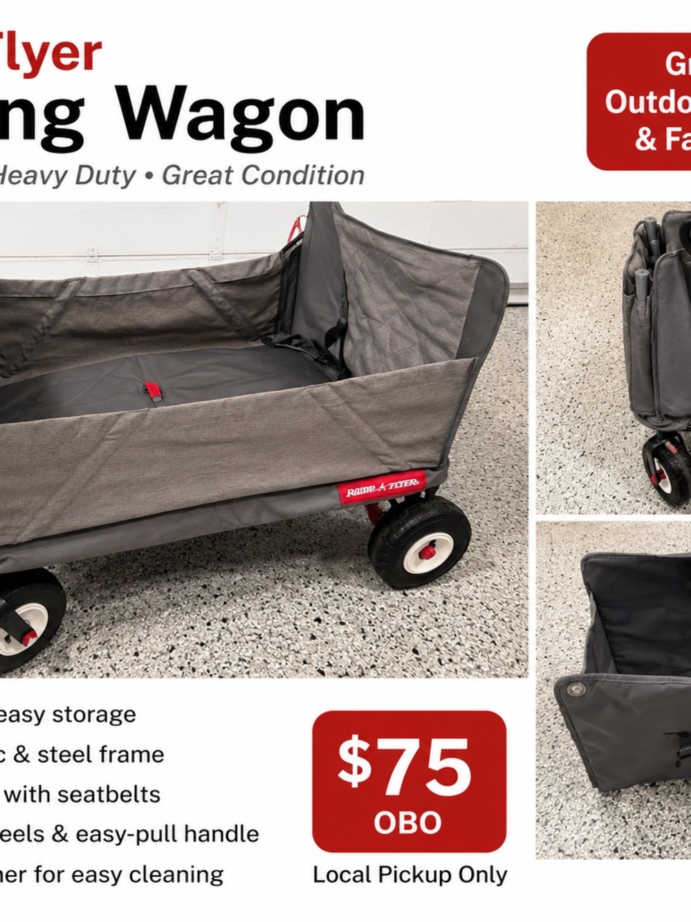 Radio Flyer Collapsible Kids Wagon - Gray